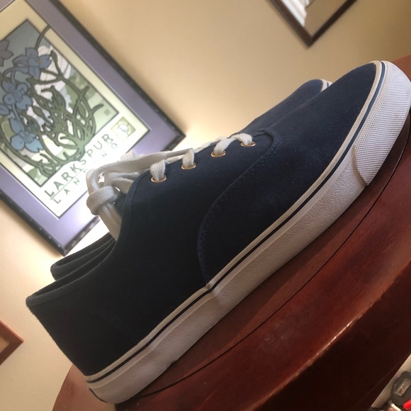 Brooks Brothers navy lace up boat shoe sneaker 11 - Picture 3 of 8